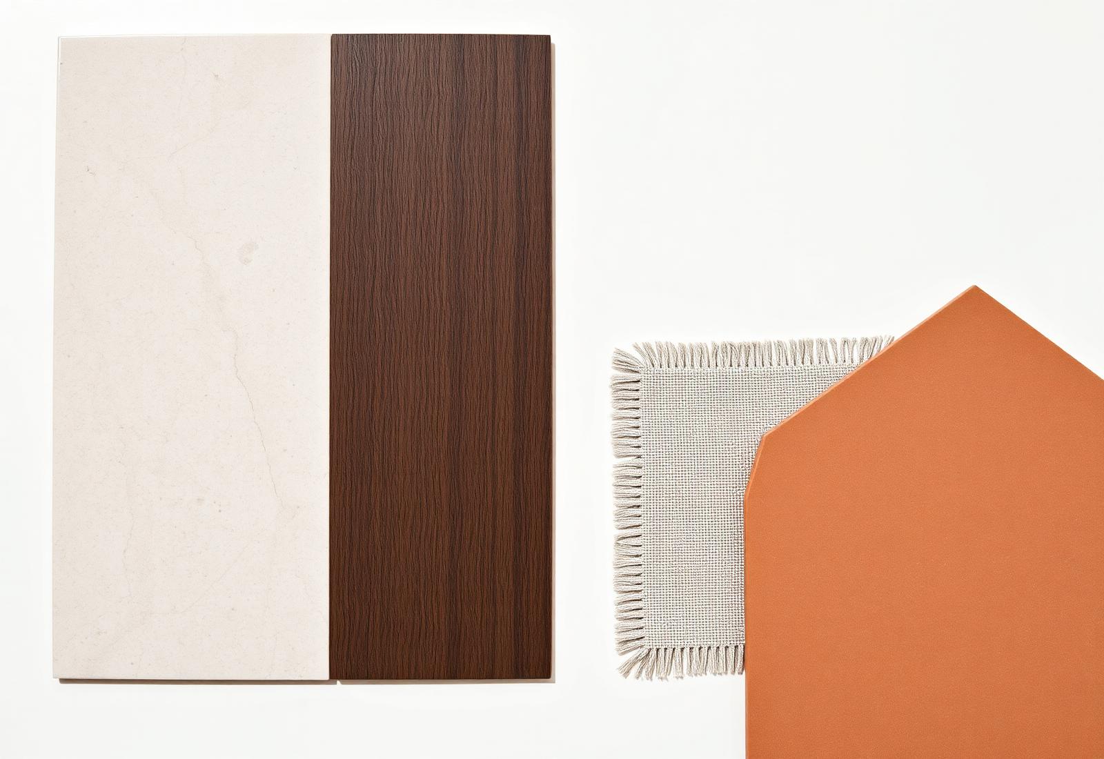 Natural stone, timber, linen and clay selected for a NUWA interior